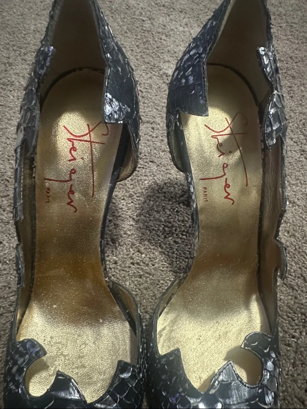 Walter Steiger Faux  Snakeskin Scalloped Heels